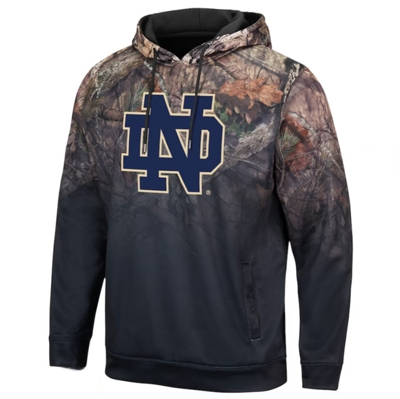 Notre Dame Fighting Irish Colosseum Black Mossy Oak Pullover Hoodie Men's Large - Picture 1 of 9
